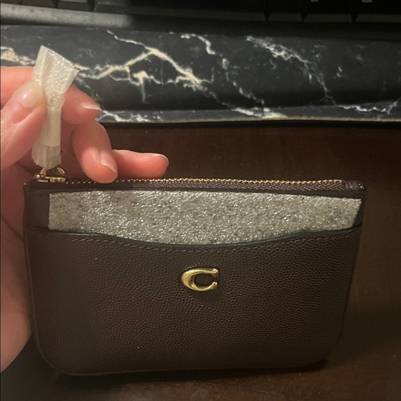 Coach Burgundy Keypouch with Gold Zipper